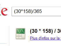 Calculatrice Google: (30 * 158) / 365 = 12.9863014