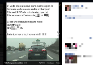 La renault mégane de la Gendarmerie Nationale avec Radar automatique sur Facebook pour la Gendarmerie Nationnale et ses radars 