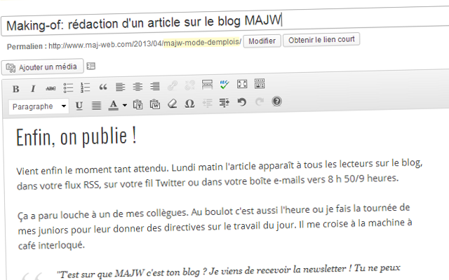 Making-of: rédaction d’un article sur le blog MAJW