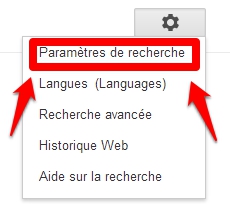 Accédez a vos parametres de recherche sur Google