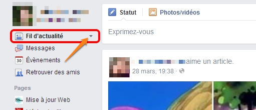 Choix du flux Facebook