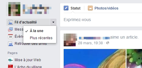 Choix du flux Facebook "Classique"