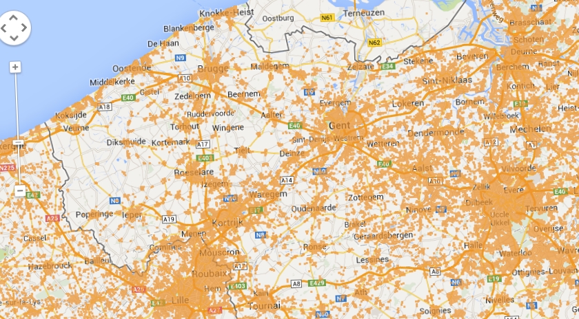 Couverture du réseau Wifi de FON en belgique