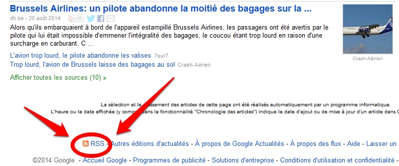 Google News - Lien RSS