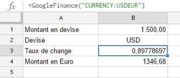 Taux de conversion entre EUR et USD