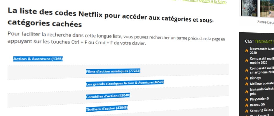 Les catégories cachées de Netflix