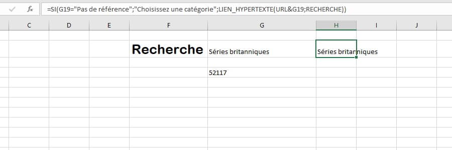 Résultat final : lien vers la catégorie Netflix après que l'utilisateur a choisi une catégorie