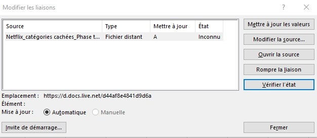 Casser les liens dans Excel vers des fichiers externes
